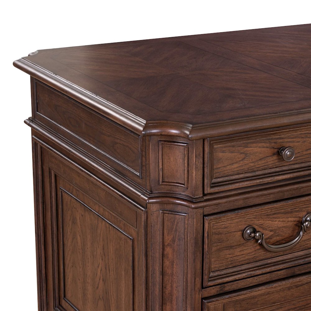 5 Pc Executive Set - Desk, Credenza Desk & Hutch with LED Touch Light, Brown