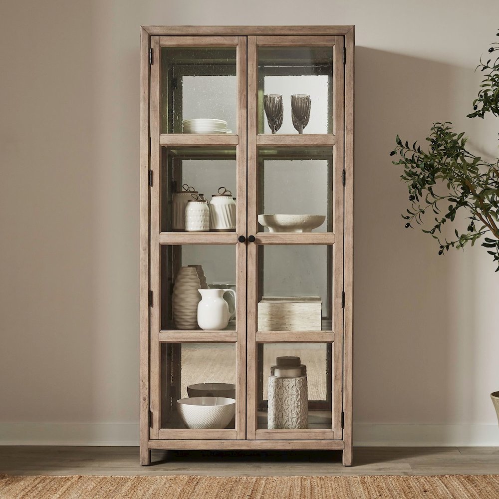 Proximity Place Bunching Display Cabinet - Touch LED Light, Mirror Back