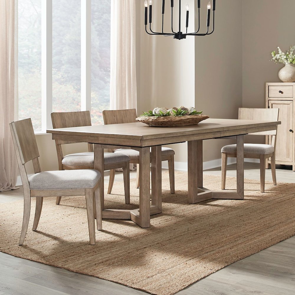 Proximity Place 5 Piece Double Pedestal Table Set - 4 Panel Back Chairs, 18"