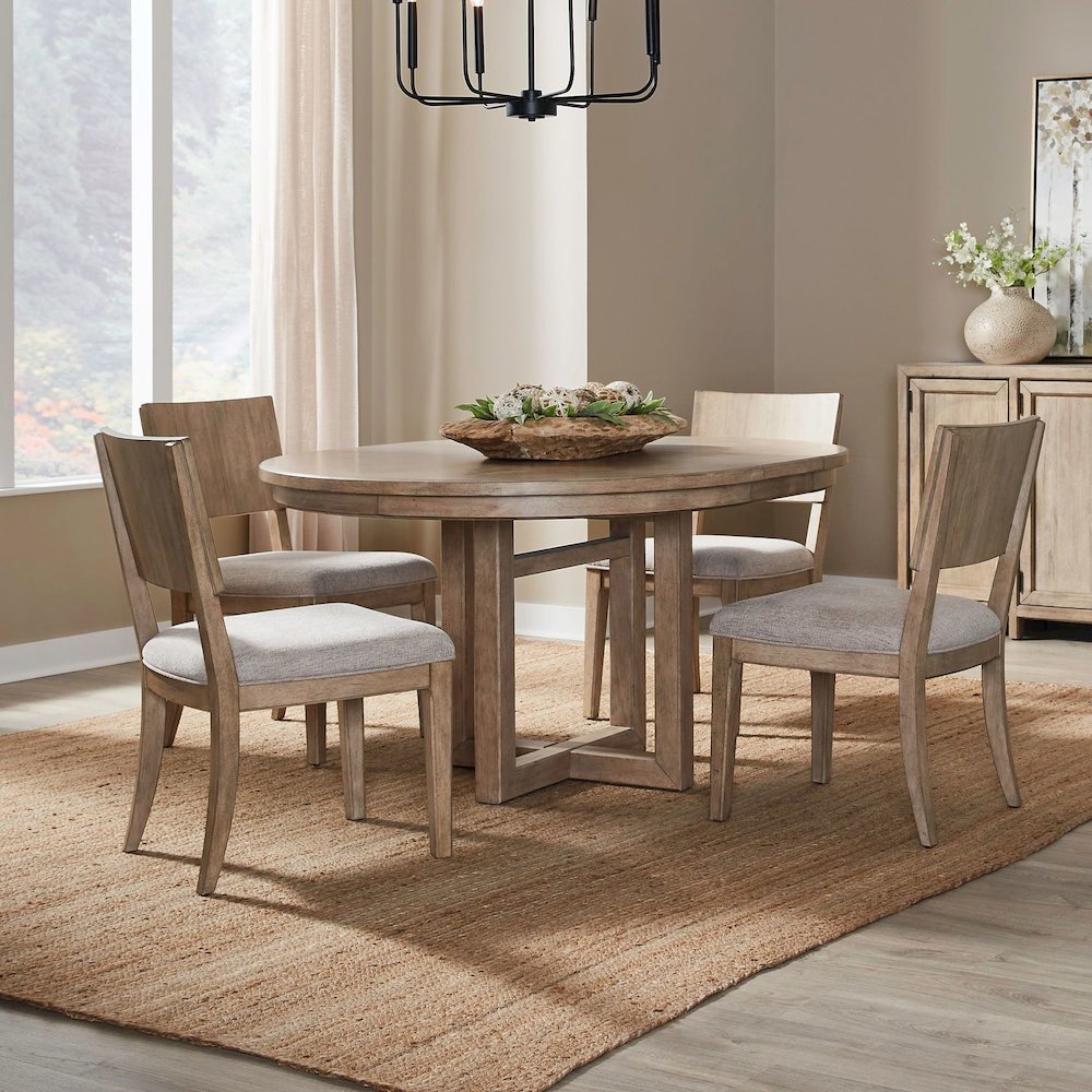 Proximity Place 5 Piece Pedestal Table Set - 4 Panel Back Chairs, 12" Table