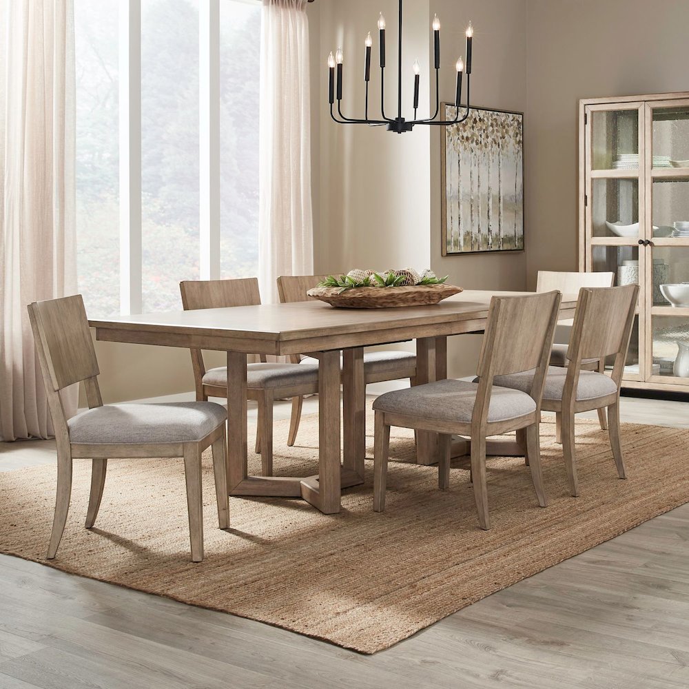 Proximity Place 7 Piece Double Pedestal Table Set - 6 Panel Back Chairs, 18"