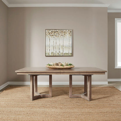 Proximity Place Double Pedestal Table with 18" Removable Leaf - Barley Buff