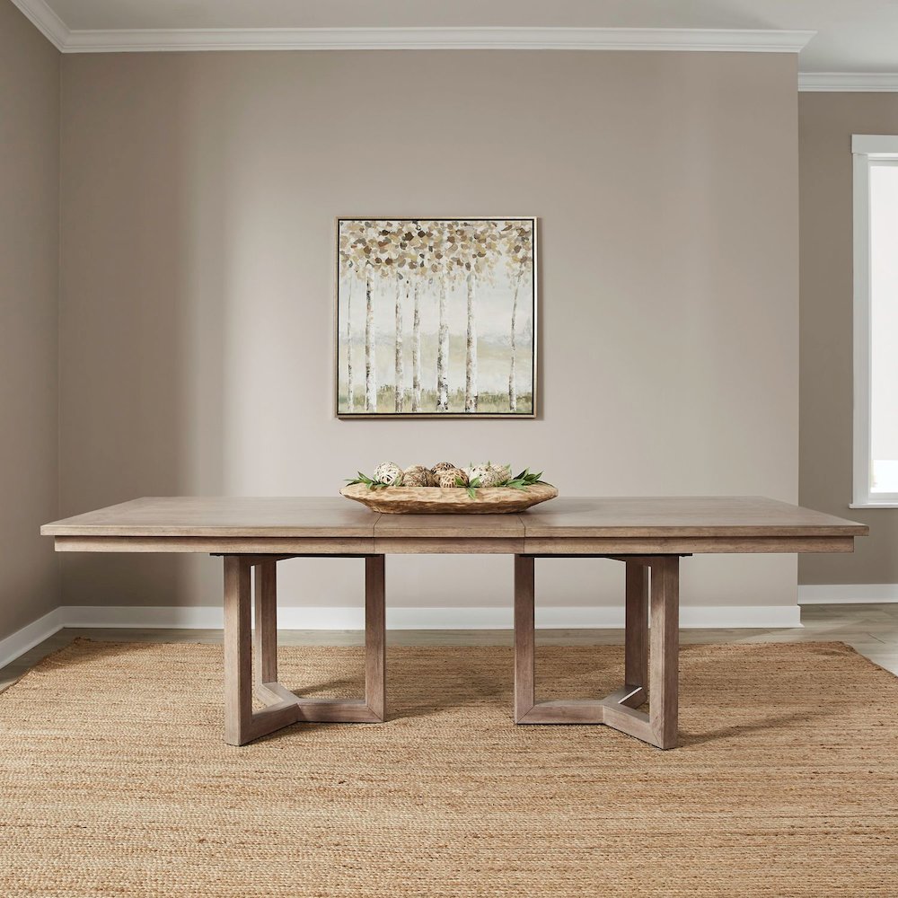 Proximity Place Double Pedestal Table with 18" Removable Leaf - Barley Buff
