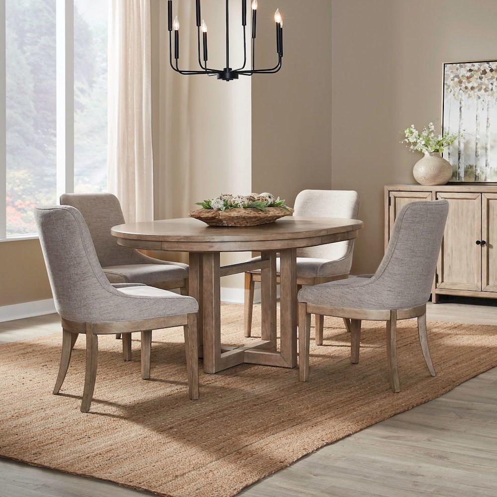 Proximity Place Opt 5 Piece Pedestal Table Set - 4 Upholstered Chairs, 12"