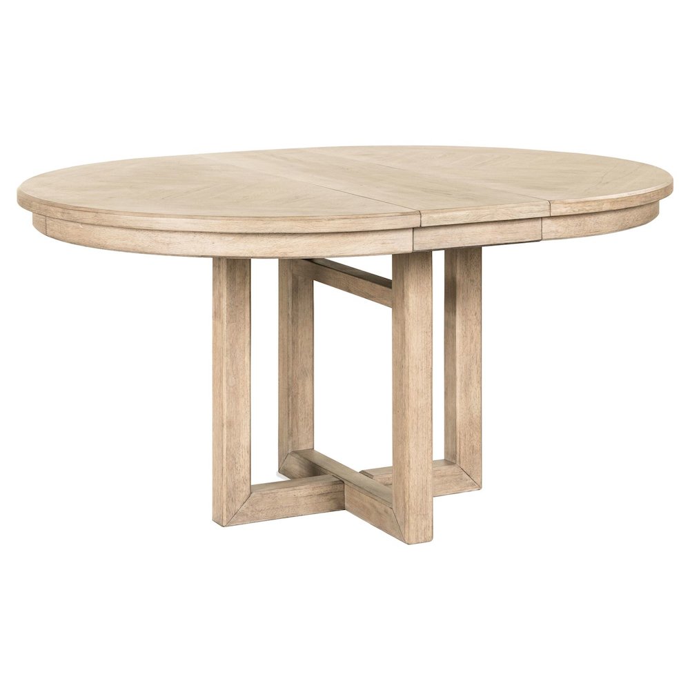 Proximity Place Round Pedestal Table with 12" Removable Leaf - Barley Buff