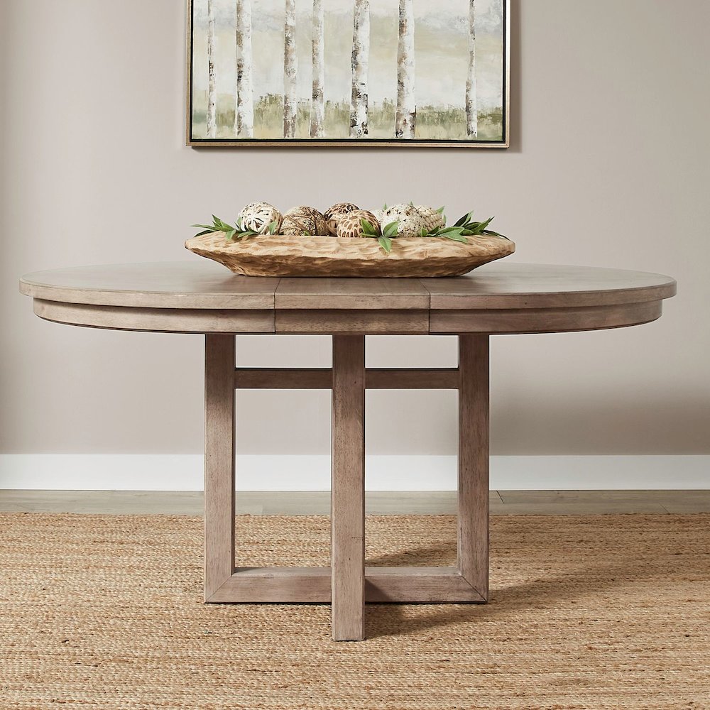 Proximity Place Round Pedestal Table with 12" Removable Leaf - Barley Buff