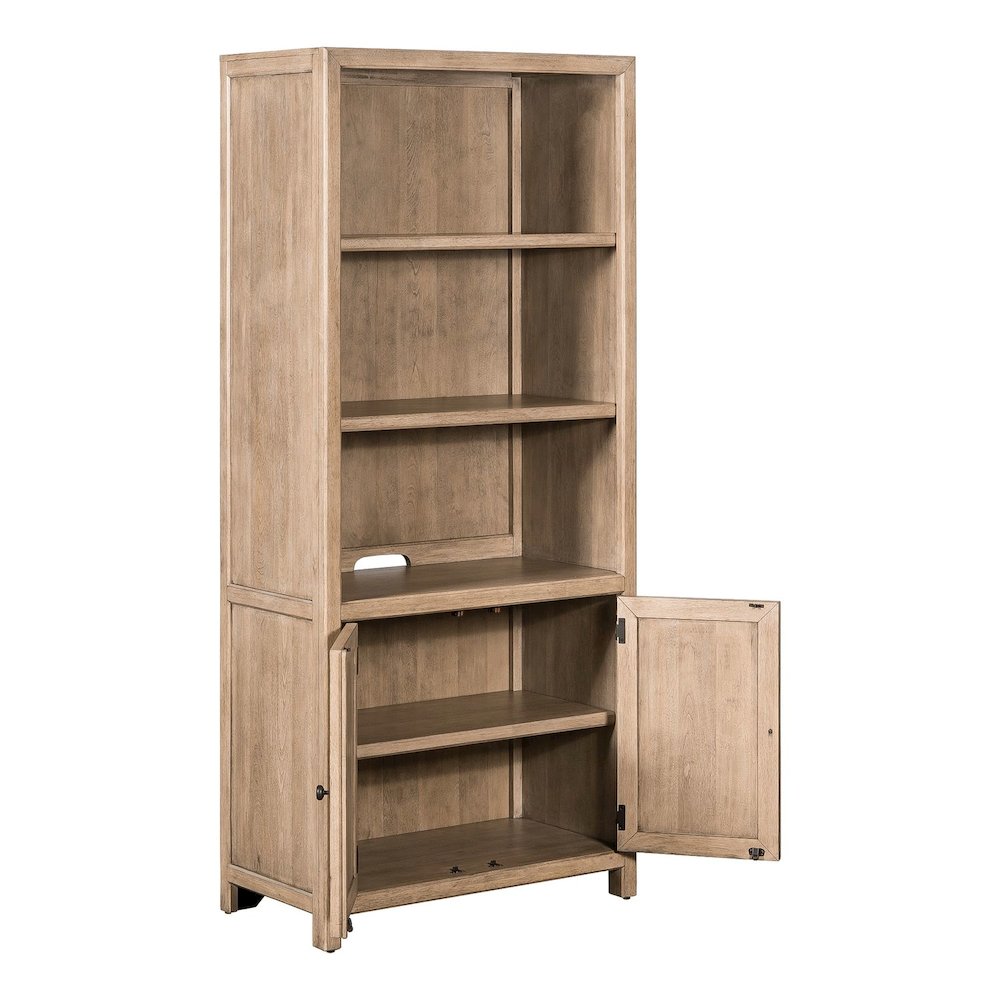 5 Pc Executive Set - Desk, Credenza, 2 Bookcases Storage - Barley Buff