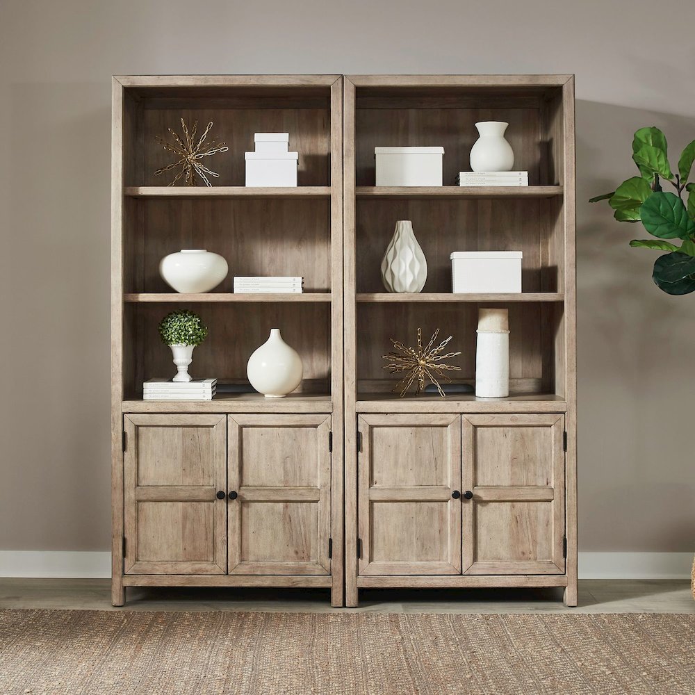 2 PcSet of Bookcase Home Office Adjustable Shelves Display with Storage