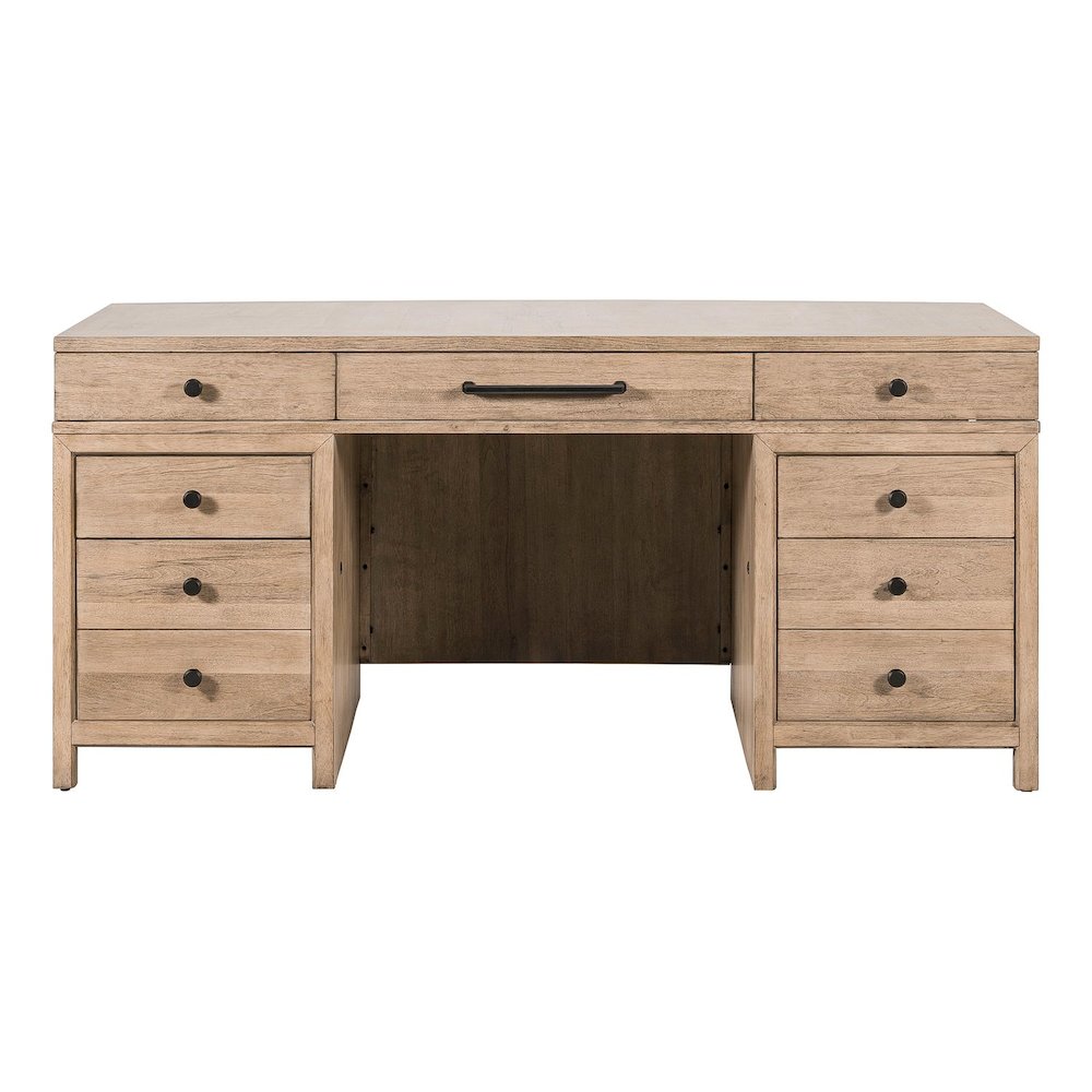 5 Pc Executive Set - Desk, Credenza, 2 Bookcases Storage - Barley Buff