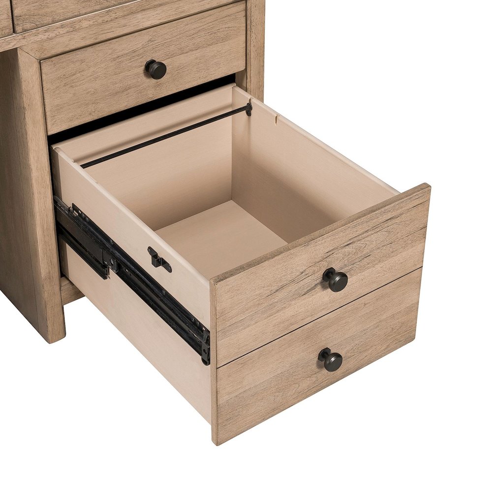 5 Pc Executive Set - Desk, Credenza, 2 Bookcases Storage - Barley Buff