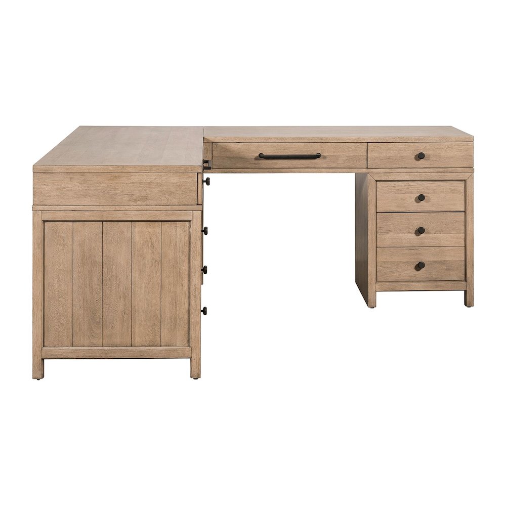 Stylish L Shaped Desk Set with 2 Keyboard Trays, File Storage Drawers