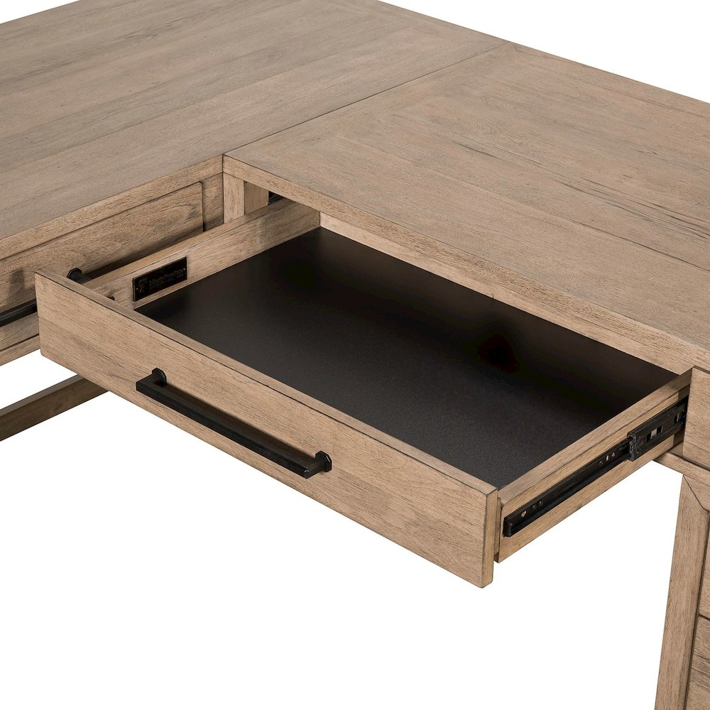 Stylish L Shaped Desk Set with 2 Keyboard Trays, File Storage Drawers