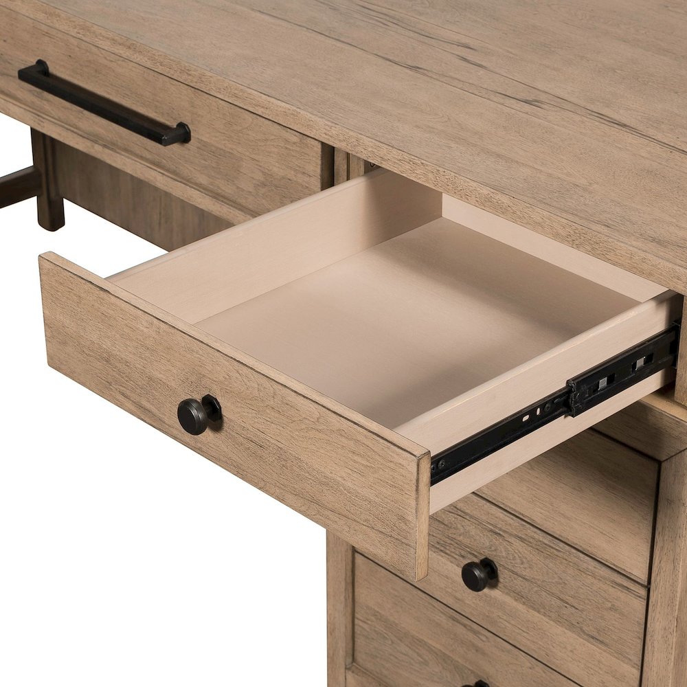 Stylish L Shaped Desk Set with 2 Keyboard Trays, File Storage Drawers