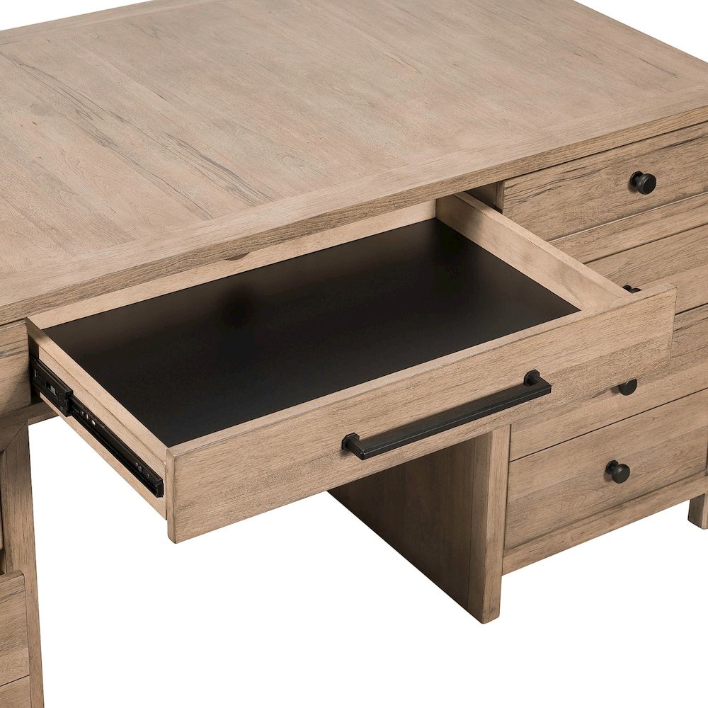 Stylish L Shaped Desk Set with 2 Keyboard Trays, File Storage Drawers