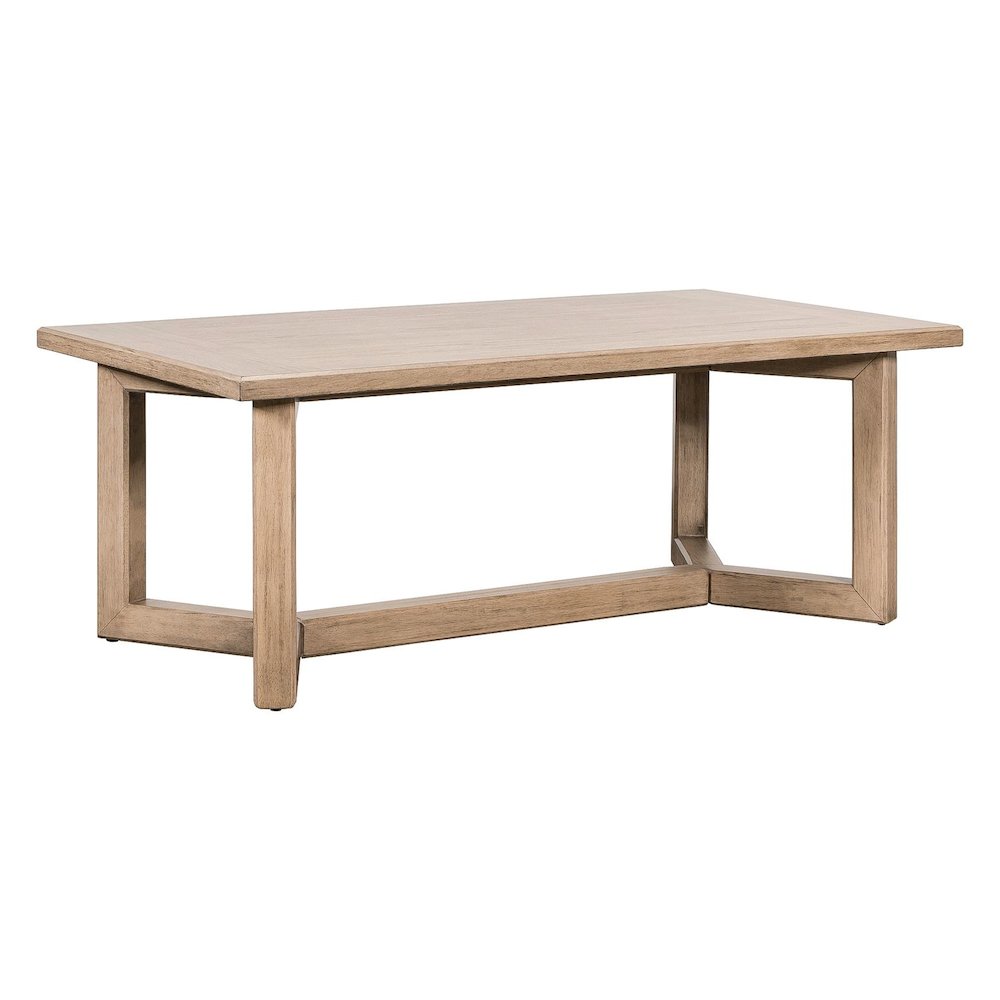 Living Room Rectangular Cocktail Table Center Trestle - Barley Buff Birch Wood