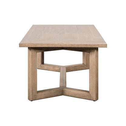 Living Room Rectangular Cocktail Table Center Trestle - Barley Buff Birch Wood