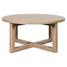 Living Room Round Cocktail Table Center Trestle - Barley Buff Birch Wood