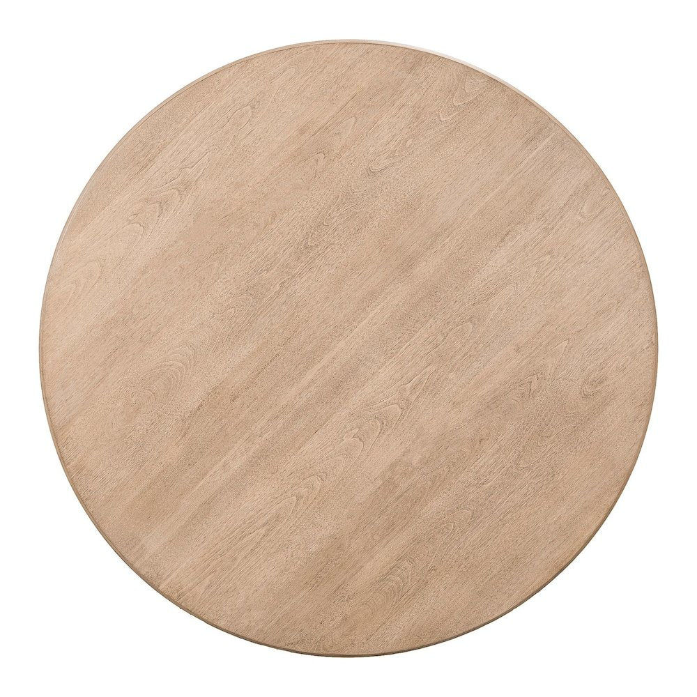 Living Room Round Cocktail Table Center Trestle - Barley Buff Birch Wood