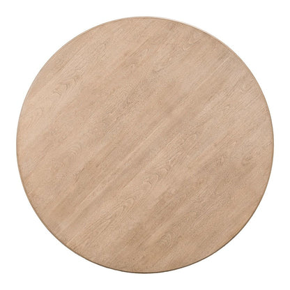Living Room Round Cocktail Table Center Trestle - Barley Buff Birch Wood