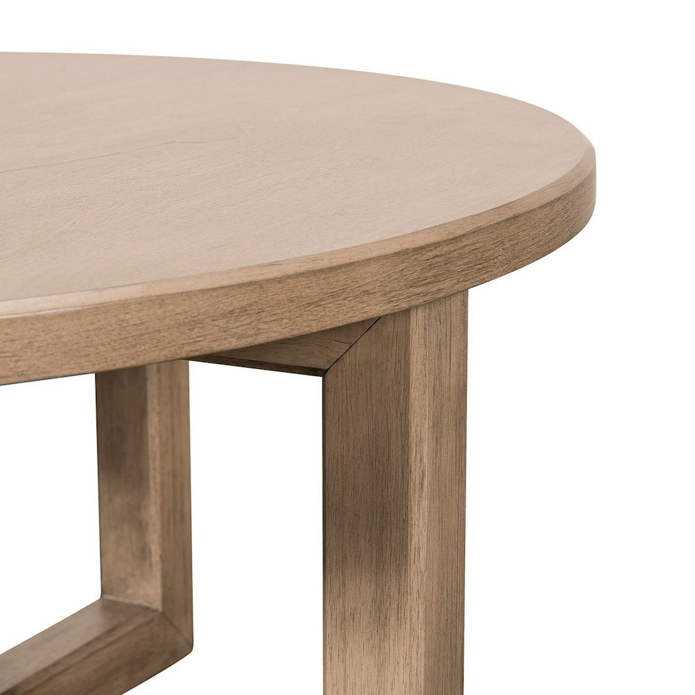 Living Room Round Cocktail Table Center Trestle - Barley Buff Birch Wood