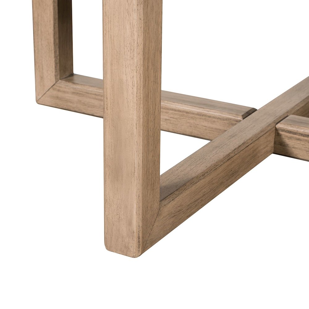 Living Room Round Cocktail Table Center Trestle - Barley Buff Birch Wood