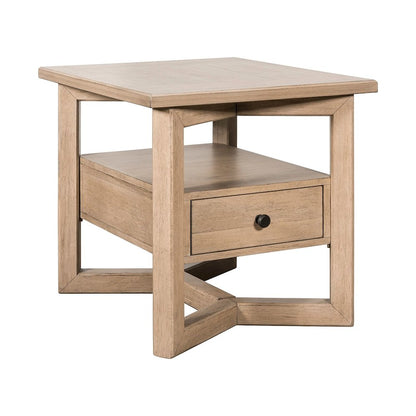 Living Room Rectangular End Table with Storage Drawer - Barley Buff Birch Wood