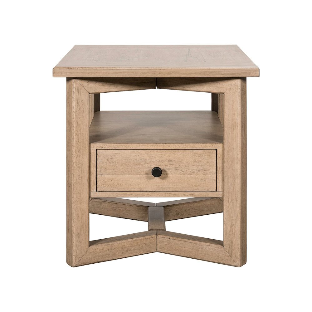 Living Room Rectangular End Table with Storage Drawer - Barley Buff Birch Wood