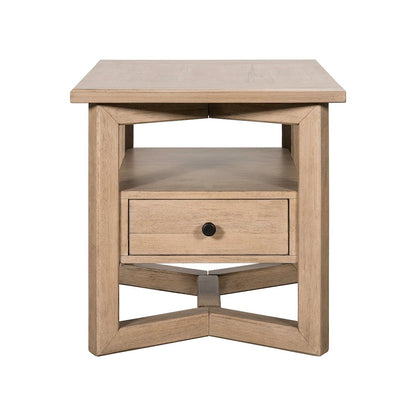Living Room Rectangular End Table with Storage Drawer - Barley Buff Birch Wood