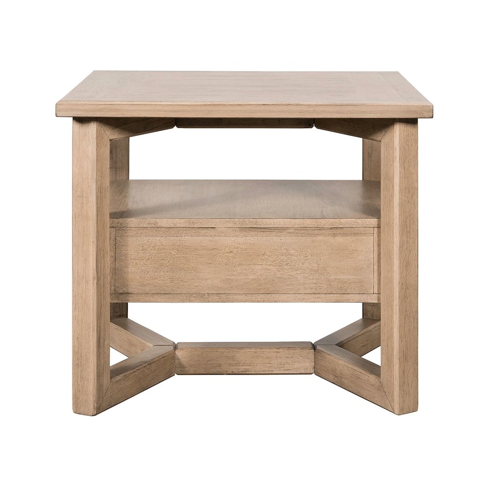 Living Room Rectangular End Table with Storage Drawer - Barley Buff Birch Wood