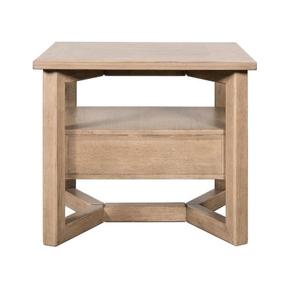 Living Room Rectangular End Table with Storage Drawer - Barley Buff Birch Wood