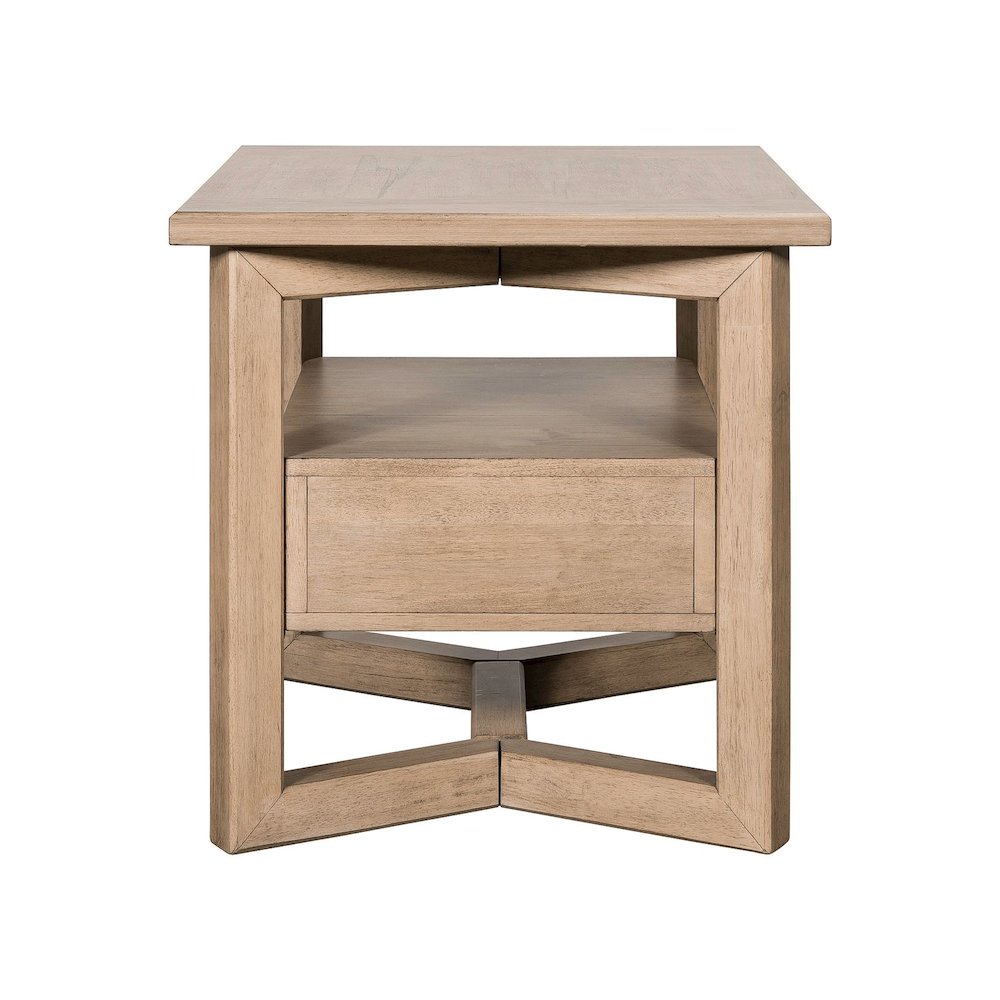 Living Room Rectangular End Table with Storage Drawer - Barley Buff Birch Wood
