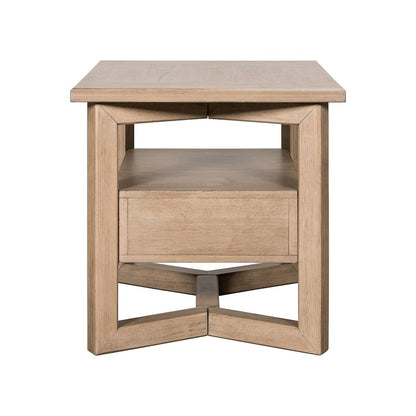 Living Room Rectangular End Table with Storage Drawer - Barley Buff Birch Wood