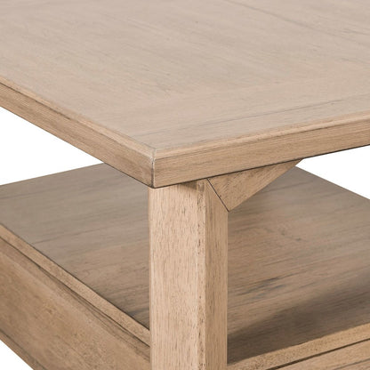 Living Room Rectangular End Table with Storage Drawer - Barley Buff Birch Wood