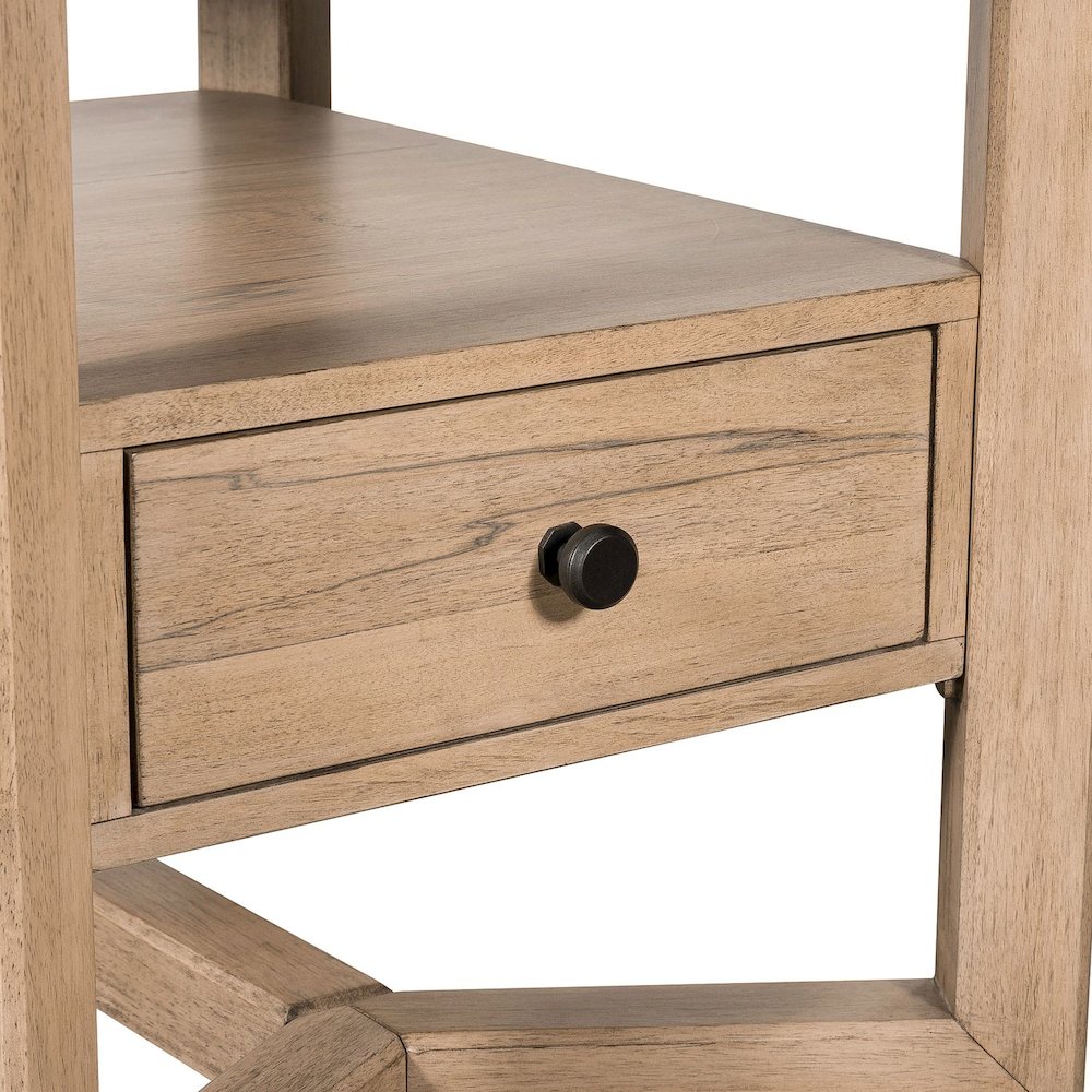 Living Room Rectangular End Table with Storage Drawer - Barley Buff Birch Wood
