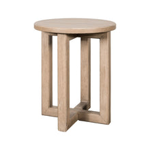 Living Room Round Chairside Table Center Trestle - Barley Buff Birch Wood