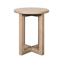 Living Room Round Chairside Table Center Trestle - Barley Buff Birch Wood