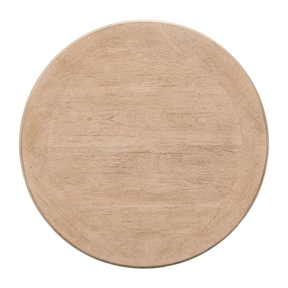 Living Room Round Chairside Table Center Trestle - Barley Buff Birch Wood