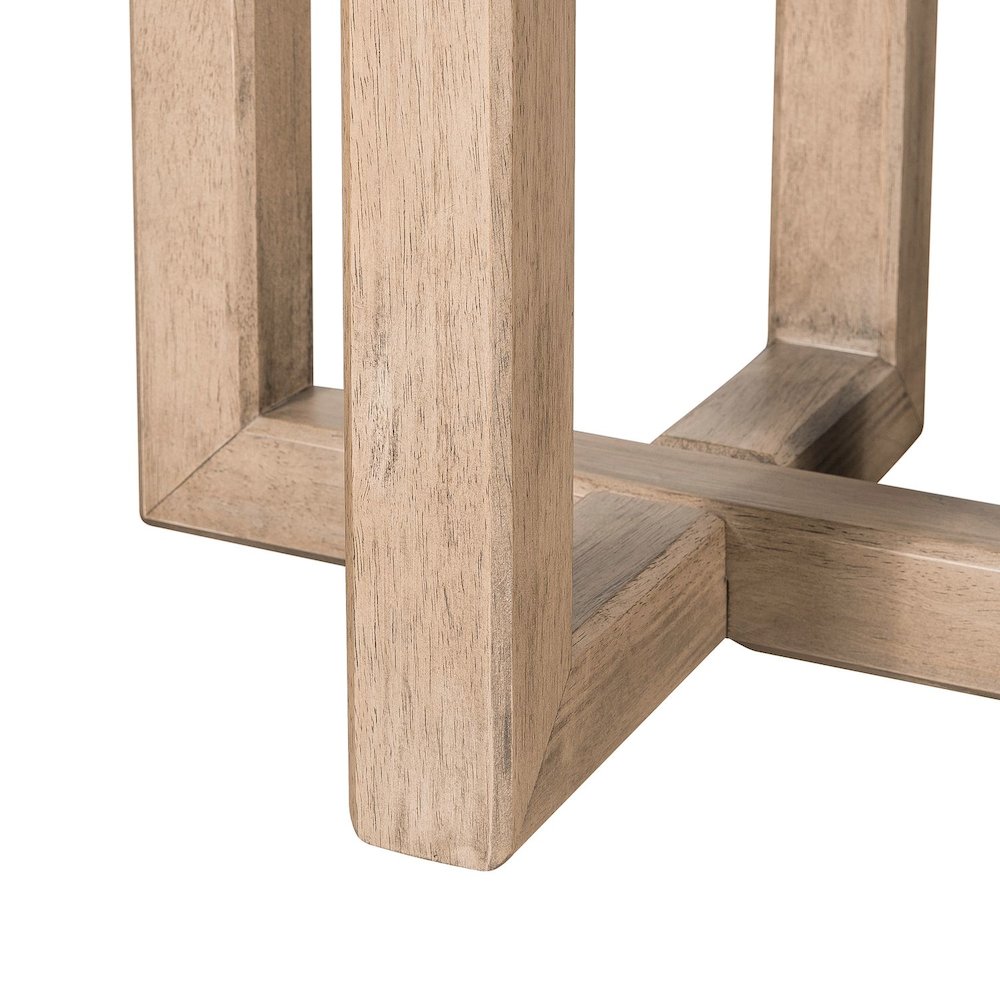 Living Room Round Chairside Table Center Trestle - Barley Buff Birch Wood