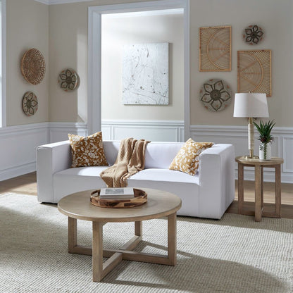 3 Pc Living Room Set - Cocktail Table, Chairside Table  - Barley Buff Birch Wood
