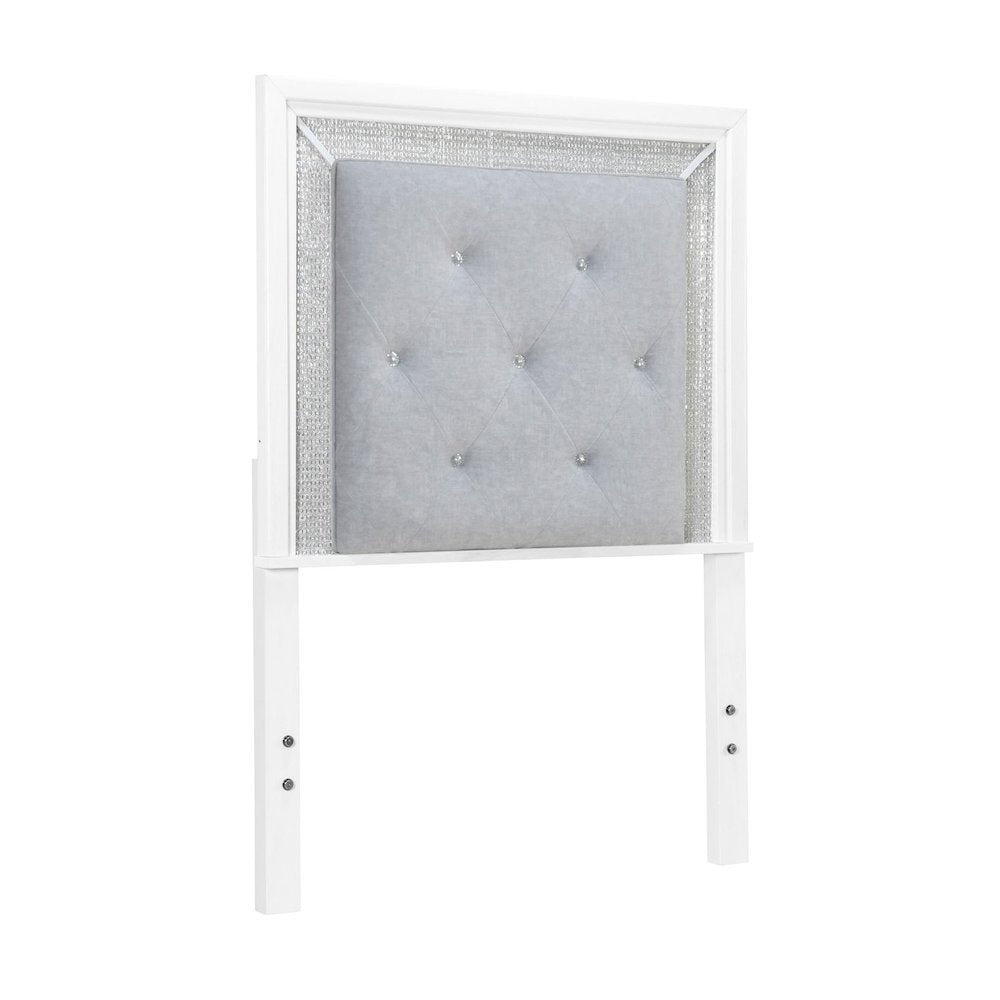 Reflections Twin Upholstered Panel Bed Headboard with Touch Lights - Pearl