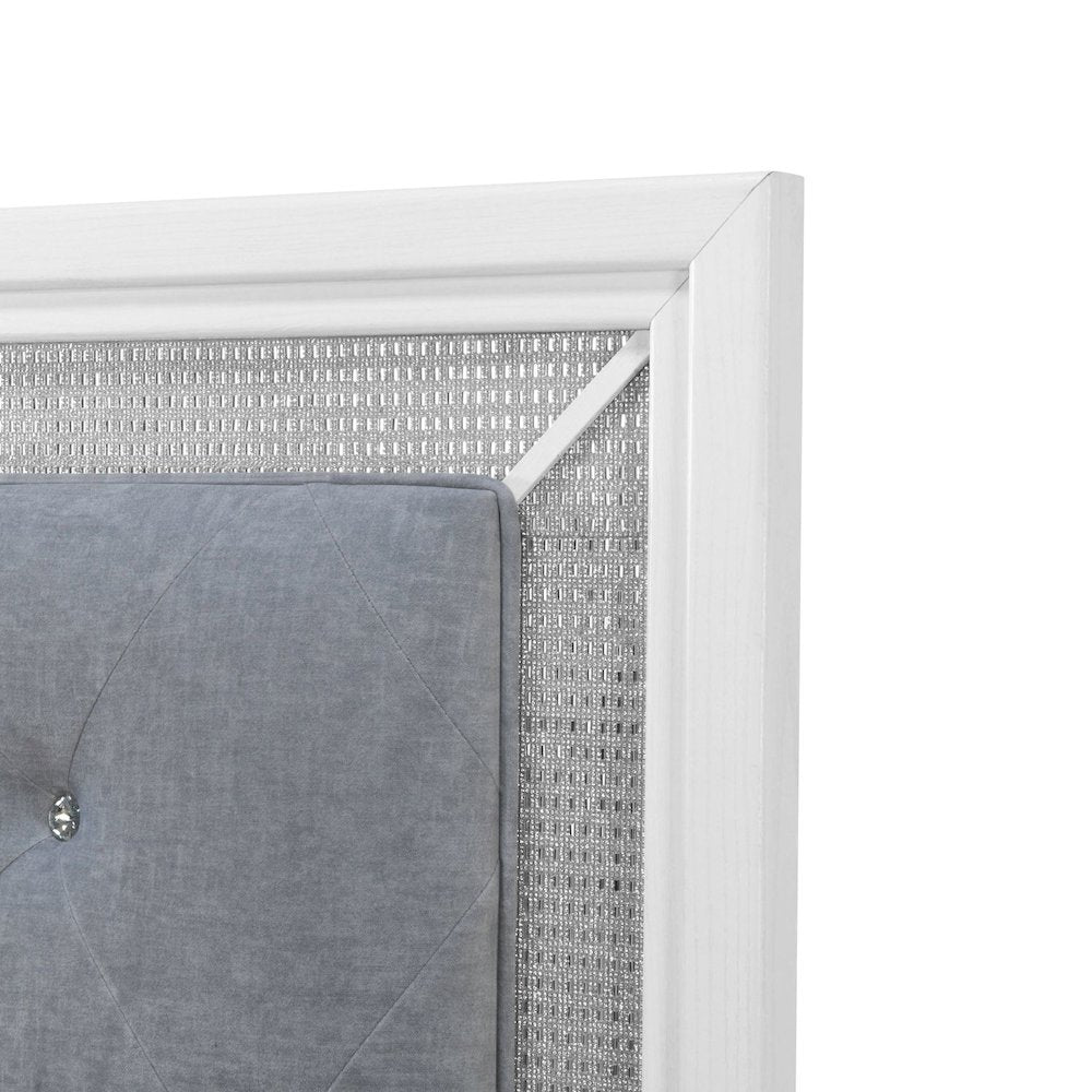 Reflections Twin Upholstered Panel Bed Headboard with Touch Lights - Pearl