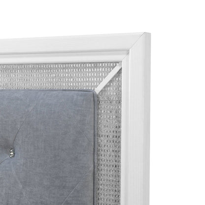 Reflections Twin Upholstered Panel Bed Headboard with Touch Lights - Pearl