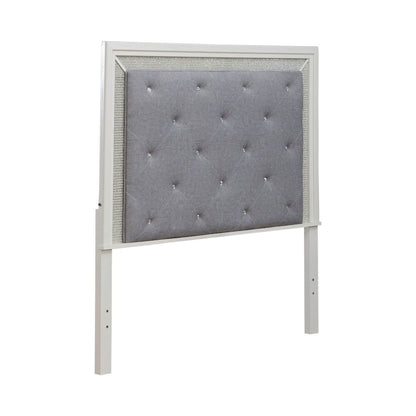 Reflections Queen Upholstered Panel Bed Headboard with Touch Lights - Pearl