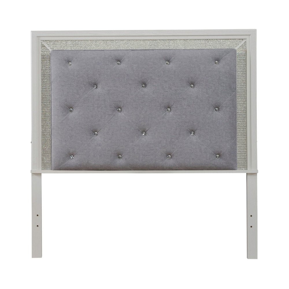 Reflections Queen Upholstered Panel Bed Headboard with Touch Lights - Pearl