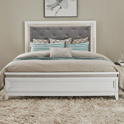 Reflections Queen Upholstered Panel Bed Headboard with Touch Lights - Pearl