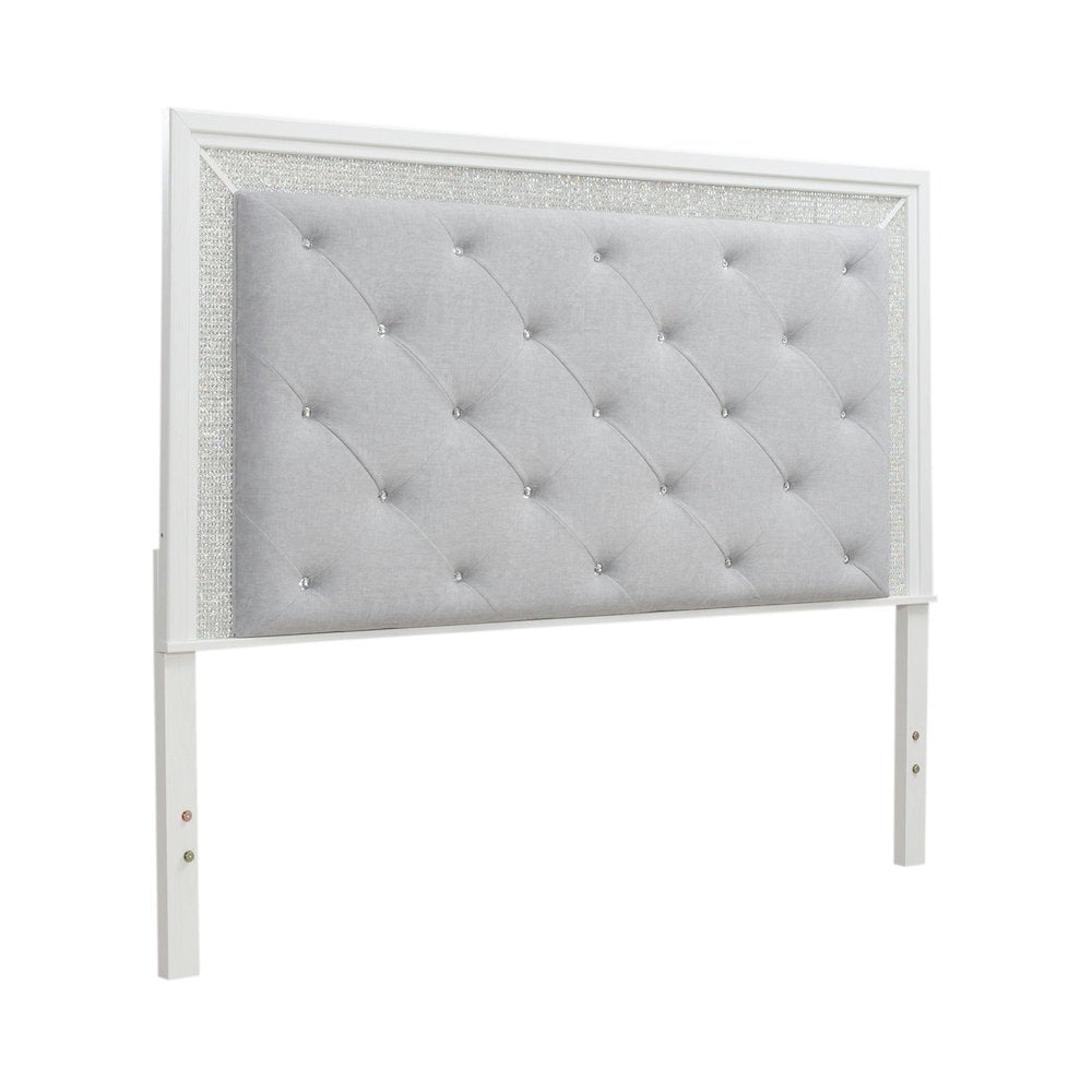 Reflections King Upholstered Panel Bed Headboard with Touch Lights - Pearl