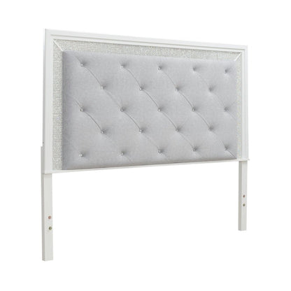 Reflections King Upholstered Panel Bed Headboard with Touch Lights - Pearl
