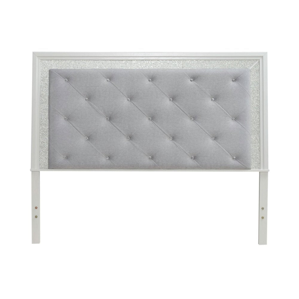 Reflections King Upholstered Panel Bed Headboard with Touch Lights - Pearl