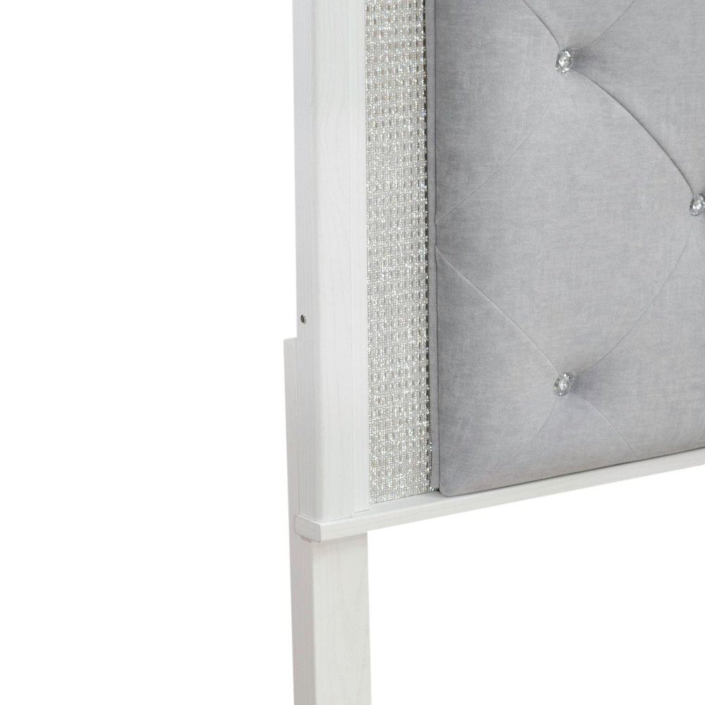 Reflections King Upholstered Panel Bed Headboard with Touch Lights - Pearl
