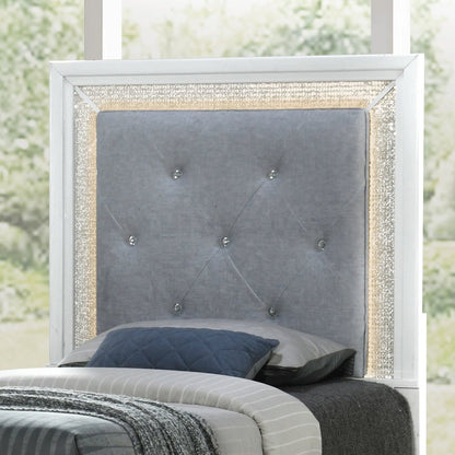 Reflections Full Upholstered Panel Bed Headboard with Touch Lights - Pearl
